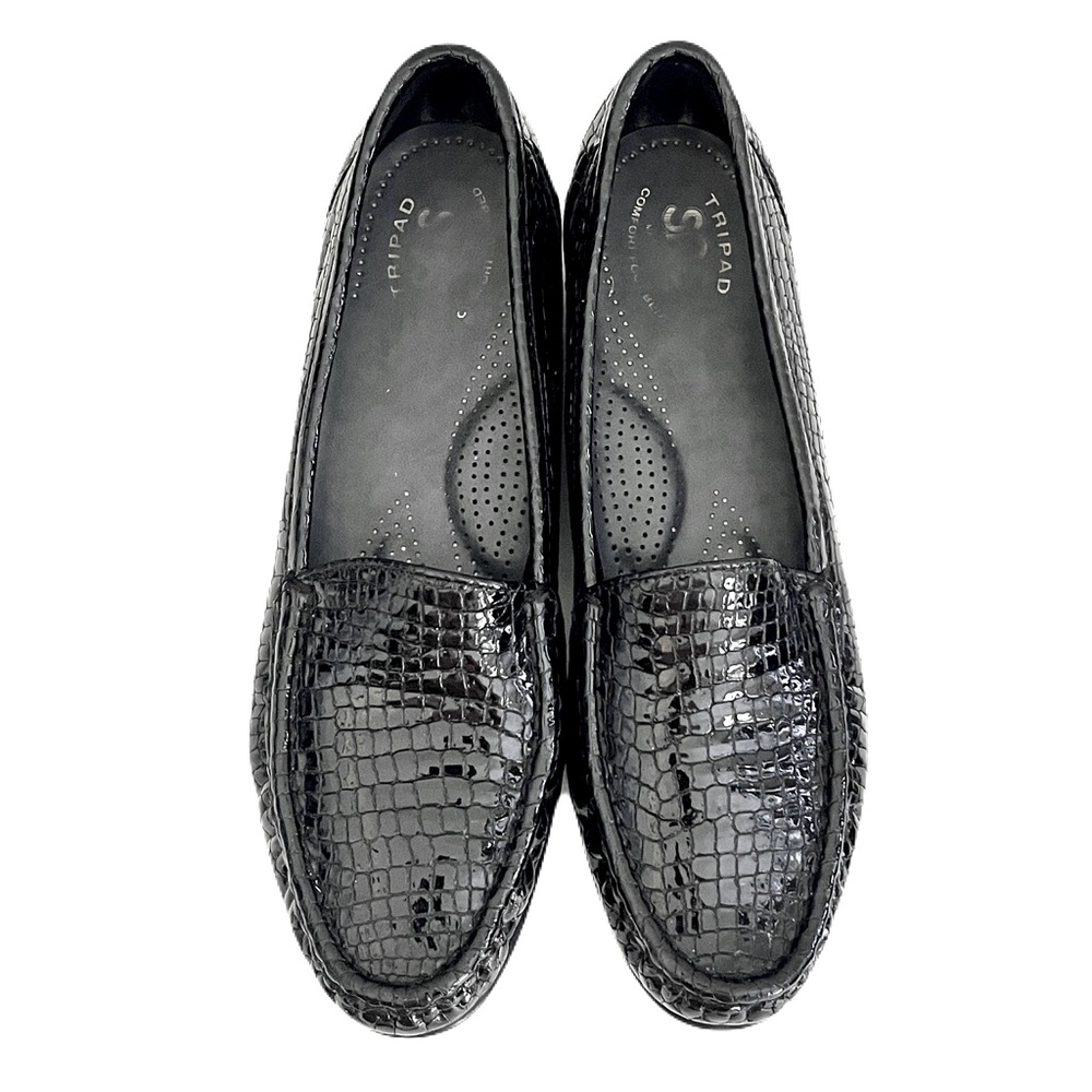 SAS Black Patent Leather Croc-Embossed Simplify Everyday Loafer, Size 8 - Picture 6 of 8